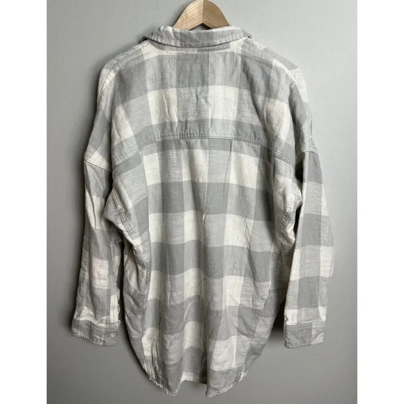 American Eagle Outfitters Half Button Down Long Sleeve Plaid Shirt Size Small - Picture 2 of 7